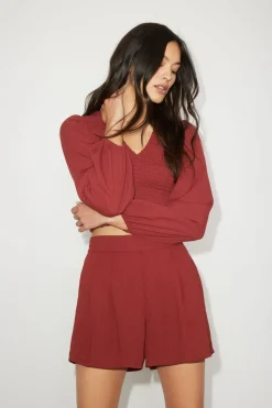 Shorts | Shorts-Dynamite Mabel Flowy Shorts Burgundy