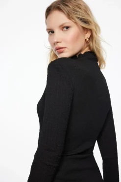 Tees & Tanks | Tees & Tanks-Dynamite Maisie Popcorn Textured Top Black