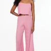 Pants | Wide Leg Pants-Dynamite Malika Crinkled Wide Leg Pants Red