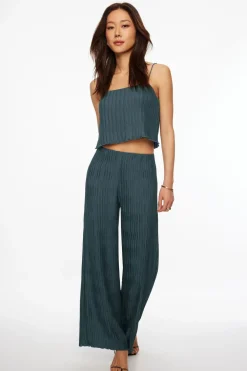 Pants | Wide Leg Pants-Dynamite Malika Crinkled Wide Leg Pants Blue