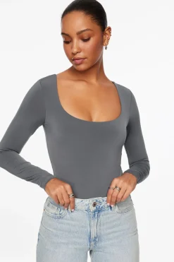 Tees & Tanks | Tees & Tanks-Dynamite Maren Sculpt Square Neck Bodysuit Blue