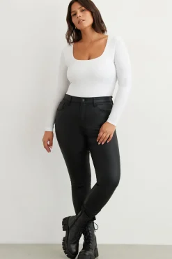 Tees & Tanks | Tees & Tanks-Dynamite Maren Sculpt Square Neck Bodysuit White