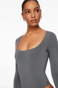 Tees & Tanks | Tees & Tanks-Dynamite Maren Sculpt Square Neck Bodysuit Blue