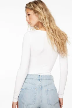 Tees & Tanks | Tees & Tanks-Dynamite Maren Sculpt Square Neck Bodysuit White