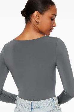 Tees & Tanks | Tees & Tanks-Dynamite Maren Sculpt Square Neck Bodysuit Blue