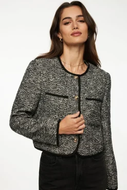 Blazers & Vests-Dynamite Margaux Bouclé Tweed Blazer Gray