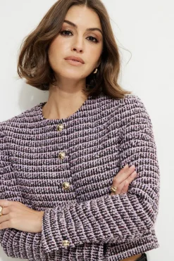 Blazers & Vests | Matching Sets-Dynamite Margaux Tweed Blazer Purple
