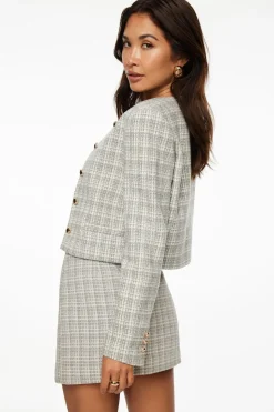 Blazers & Vests | Matching Sets-Dynamite Margaux Tweed Blazer Blue