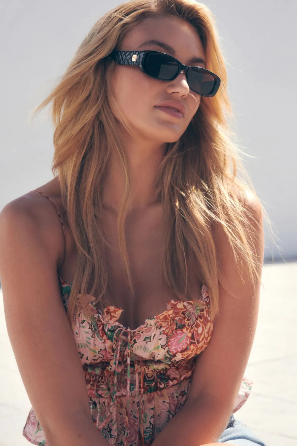 Blouses & Tops | Blouses & Tops-Dynamite Maria Shirred Bow Cami Brown