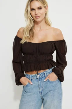 Blouses & Tops | Blouses & Tops-Dynamite Marilena Front Tie Blouse Brown