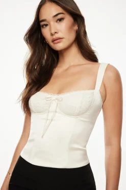 Blouses & Tops | Blouses & Tops-Dynamite Marine Lace Satin Bustier White
