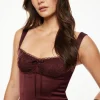 Blouses & Tops | Blouses & Tops-Dynamite Marine Lace Satin Bustier Burgundy