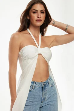 Blouses & Tops | Blouses & Tops-Dynamite Maxi Halter Top White