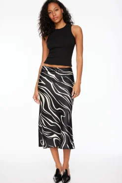 Skirts & Skorts | Skirts-Dynamite Melody Satin Slip Midi Skirt Black