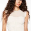 Tees & Tanks | Tees & Tanks-Dynamite Mesh Bustier Top Beige