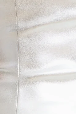 Online Exclusives | Matching Sets-Dynamite Metallic Faux Leather Tube Top Gray