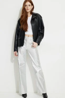 Jeans & Denim | Matching Sets-Dynamite Metallic Heidi Wide Leg Jeans Gray