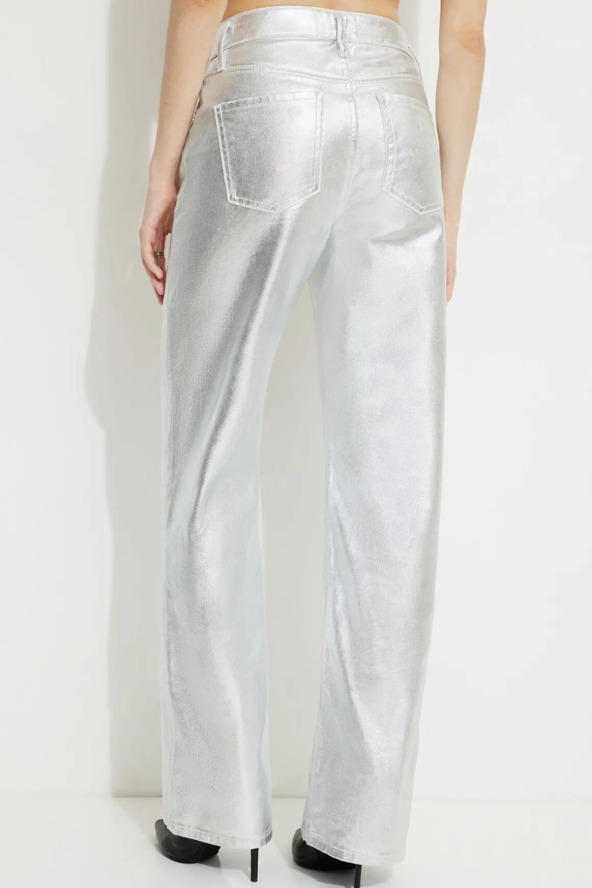 Jeans & Denim | Matching Sets-Dynamite Metallic Heidi Wide Leg Jeans Gray