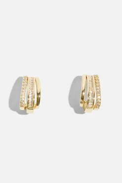 Earrings-Dynamite Micro Pavé Line Huggie Earrings White