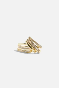 Earrings-Dynamite Micro Pavé Line Huggie Earrings White
