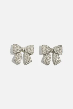 Earrings-Dynamite Micropavé Gem Bow Studs Gray