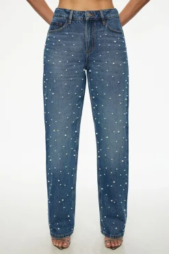 Jeans & Denim-Dynamite Mika Pearl Relaxed Straight Jeans Blue