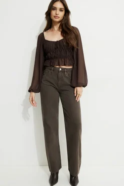 Jeans & Denim-Dynamite Mika Relaxed Straight Jeans Brown