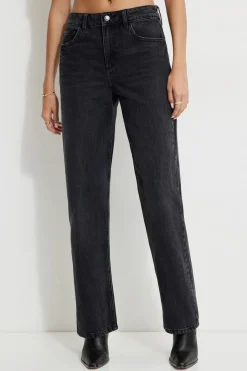 Jeans & Denim-Dynamite Mika Relaxed Straight Jeans Black