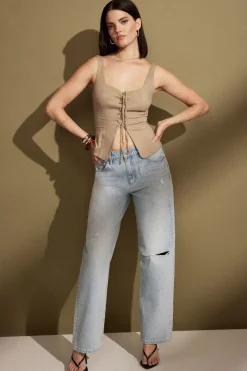 Jeans & Denim-Dynamite Mika Relaxed Straight Jeans Blue