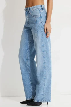 Jeans & Denim-Dynamite Mika Relaxed Straight Twisted Seam Jeans Blue