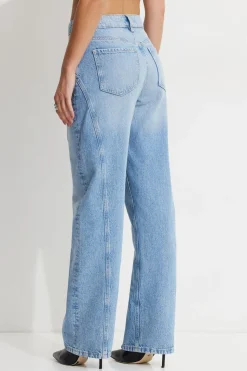 Jeans & Denim-Dynamite Mika Relaxed Straight Twisted Seam Jeans Blue