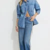 Jeans & Denim-Dynamite Mika Rhinestone Fringe Relaxed Straight Jeans Blue