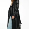 Coats & Jackets | Classic Coats-Dynamite Military Faux Leather Trench Coat Black