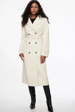 Coats & Jackets | Classic Coats-Dynamite Military Faux Leather Trench Coat Beige