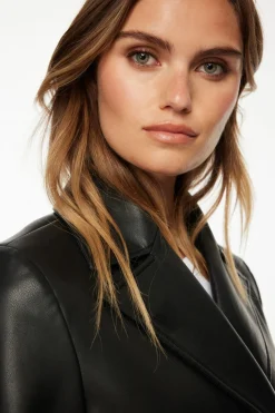 Coats & Jackets | Classic Coats-Dynamite Military Faux Leather Trench Coat Black