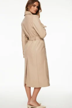 Coats & Jackets | Classic Coats-Dynamite Military Faux Leather Trench Coat Brown