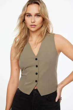 Blazers & Vests | Matching Sets-Dynamite Millie Tailored Four Button Vest Brown
