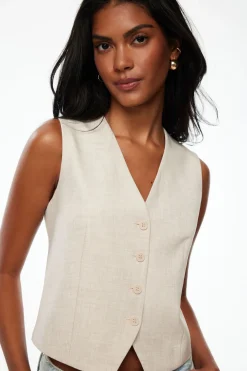 Blazers & Vests | Vests-Dynamite Millie Tailored Four Button Vest Brown