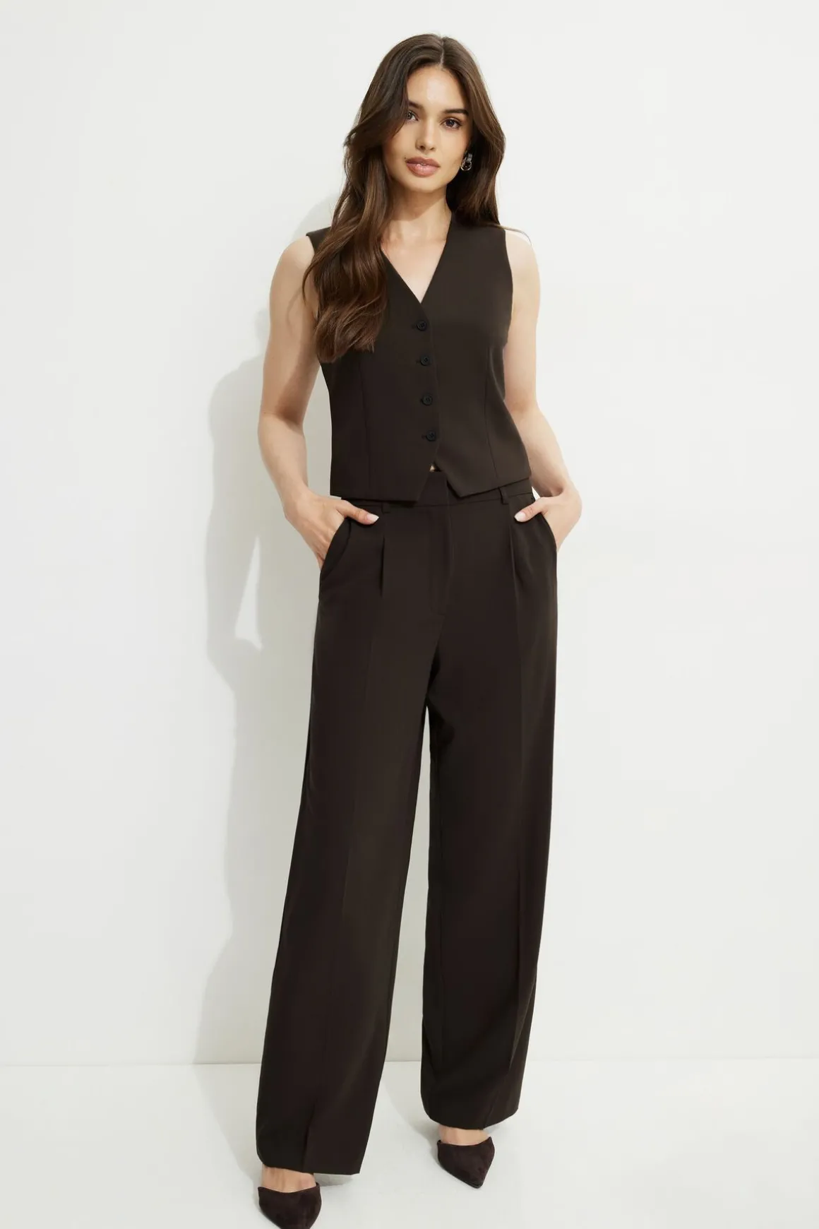 Blazers & Vests | Matching Sets-Dynamite Millie Tailored Four Button Vest Brown