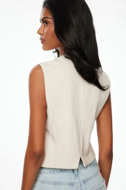 Blazers & Vests | Vests-Dynamite Millie Tailored Four Button Vest Brown