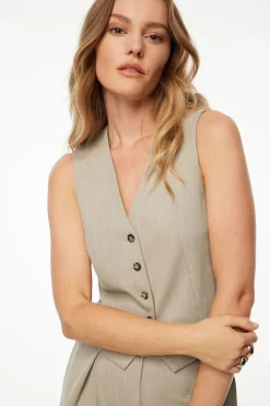 Blazers & Vests | Matching Sets-Dynamite Millie Tailored Striped Vest Brown