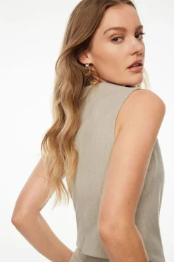 Blazers & Vests | Matching Sets-Dynamite Millie Tailored Striped Vest Brown
