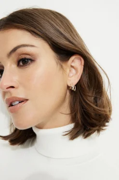 Earrings-Dynamite Mini Baguette Ear Crawler Earrings White