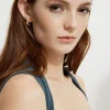 Earrings-Dynamite Mini Chain Gem Huggie Earrings White