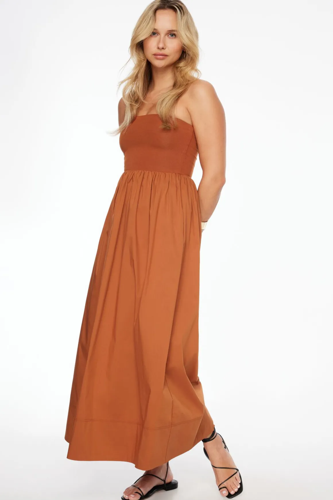 Dresses & Jumpsuits | Midi & Maxi Dresses-Dynamite Mix Media Maxi Tube Dress Red