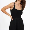 Dresses & Jumpsuits | Mini Dresses-Dynamite Mixed Media Flare Mini Dress Black