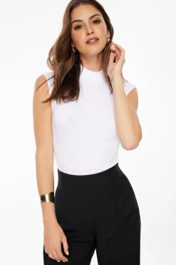 Tees & Tanks | Tees & Tanks-Dynamite Mock Neck Bodysuit White