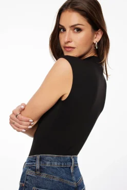 Tees & Tanks | Tees & Tanks-Dynamite Mock Neck Bodysuit Black