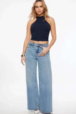Sweaters & Cardigans | Sweaters-Dynamite Mock Neck Knit Top Blue