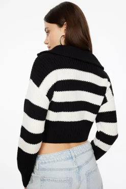 Sweaters | Long Sleeve Tops-Dynamite Mock Neck Zip Sweater Black